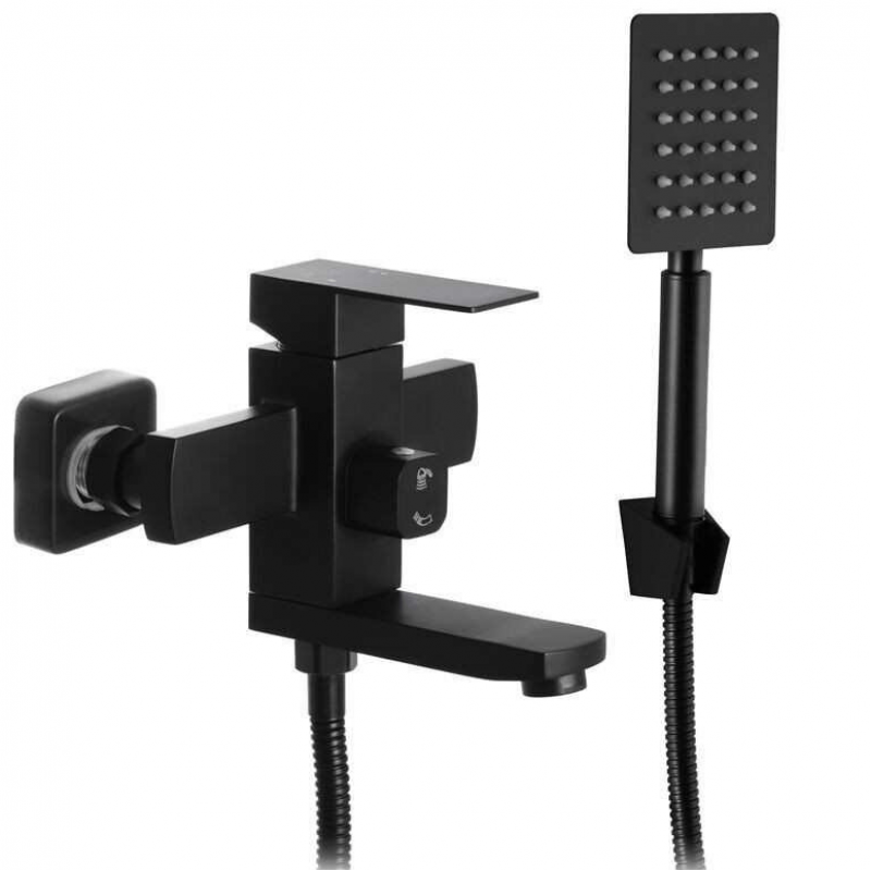 Черный смеситель для ванны с душем MIXXUS KUB-009 (EURO) BLACK Черный смеситель для ванны с душем MIXXUS KUB-009 (EURO) BLACK